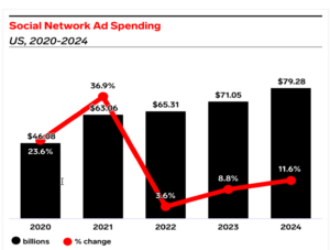 Graph showing social network ad spending